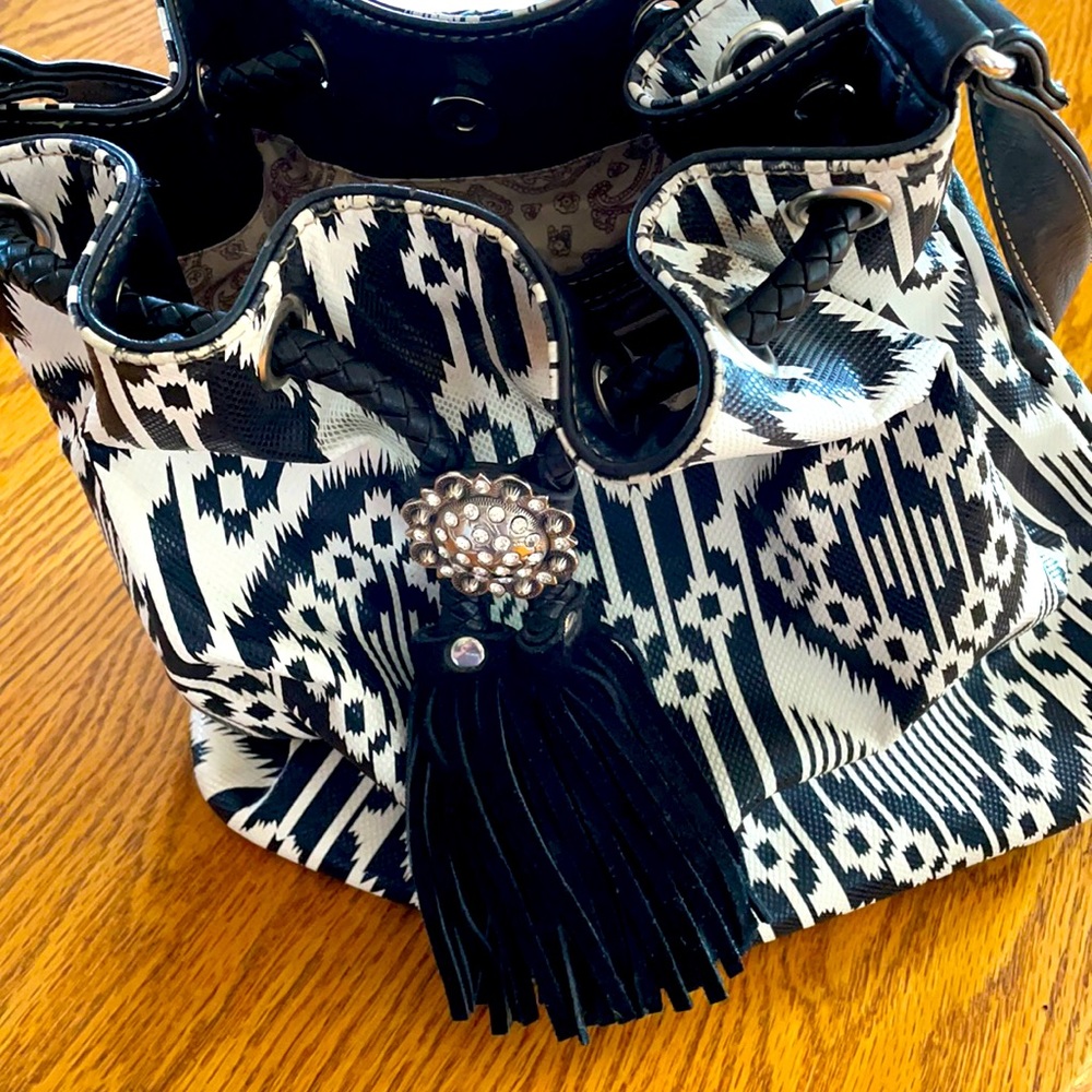 Black and white striped purse